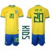 Billige Brasil Vinicius Junior #20 Hjemmetrøye Barn VM 2022 Kortermet (+ korte bukser)